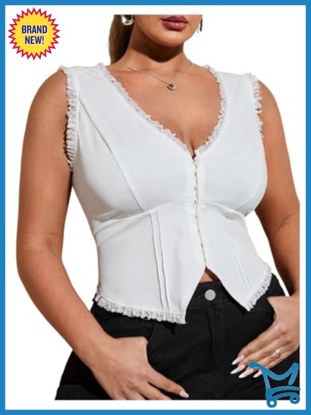 SweatyRocks Plus Size Sleeveless V Neck Corset Crop Top Y2K Hook Eye Tank